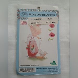 Vintage 1995 Precious Moments Iron On transfer "Goose Girl"